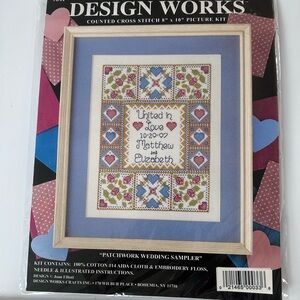 Design Works Counted Cross Stitch Kit with 8" x 10" Patchwork Wedding Sampler"